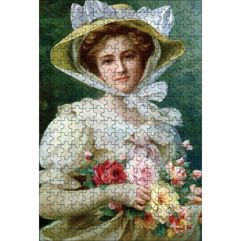 エミール・ヴァーノン バラの花束を持つ貴婦人 300ピース 28×40cm 木製