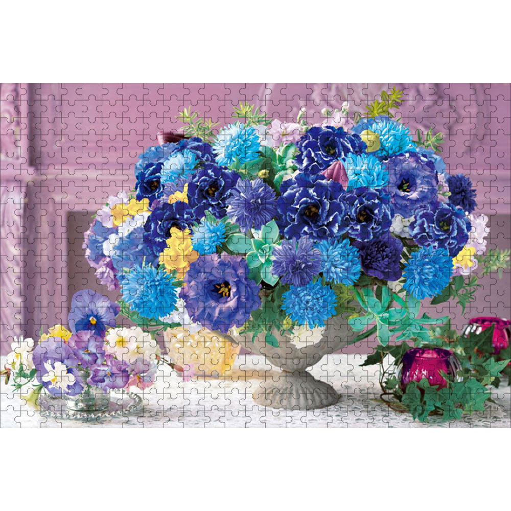 咲き誇るブルーの花々 ジグソーパズル 500ピース 38×52cm