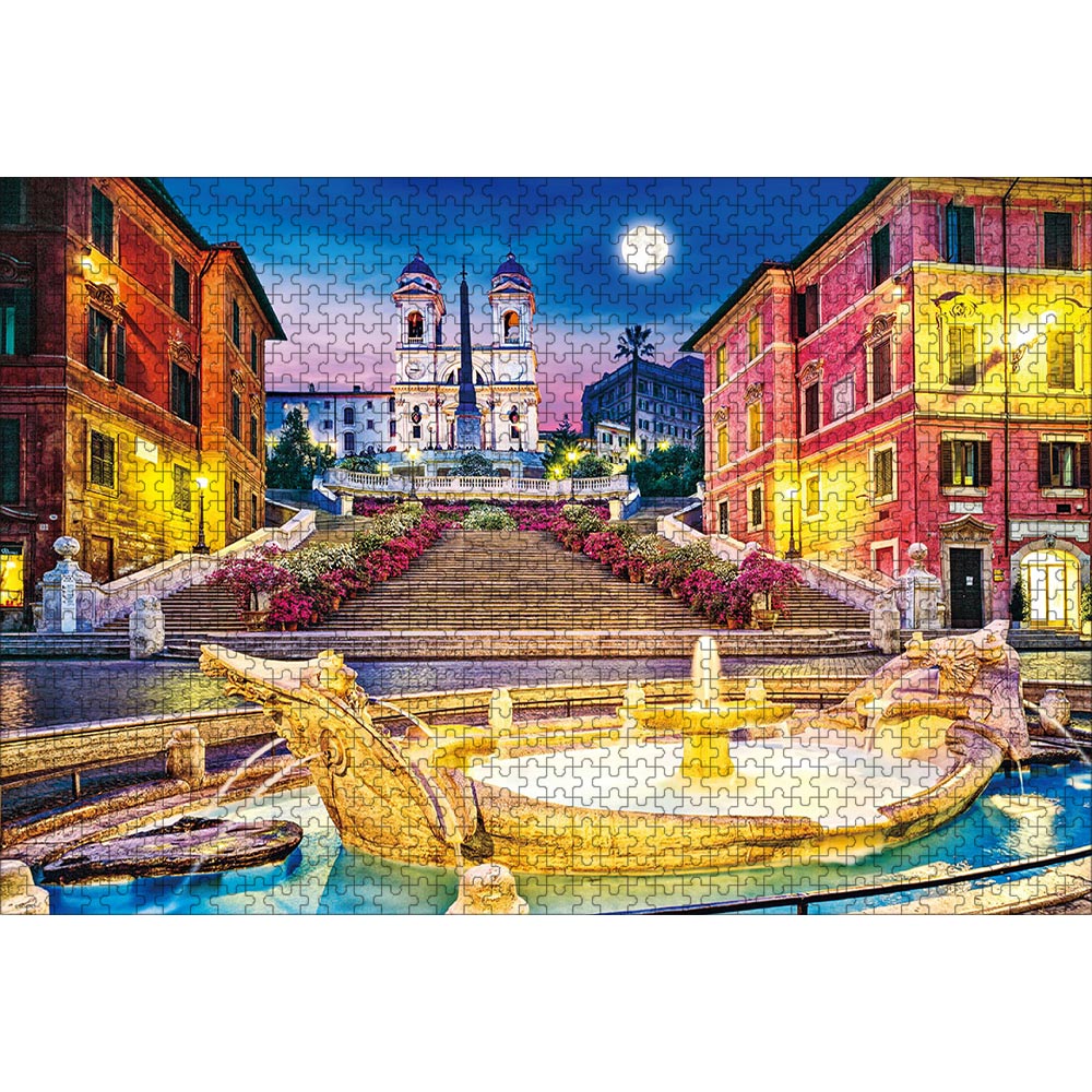 ジグソーパズル 光る 夜景 月夜のスペイン広場 1000ピース 50×75cm
