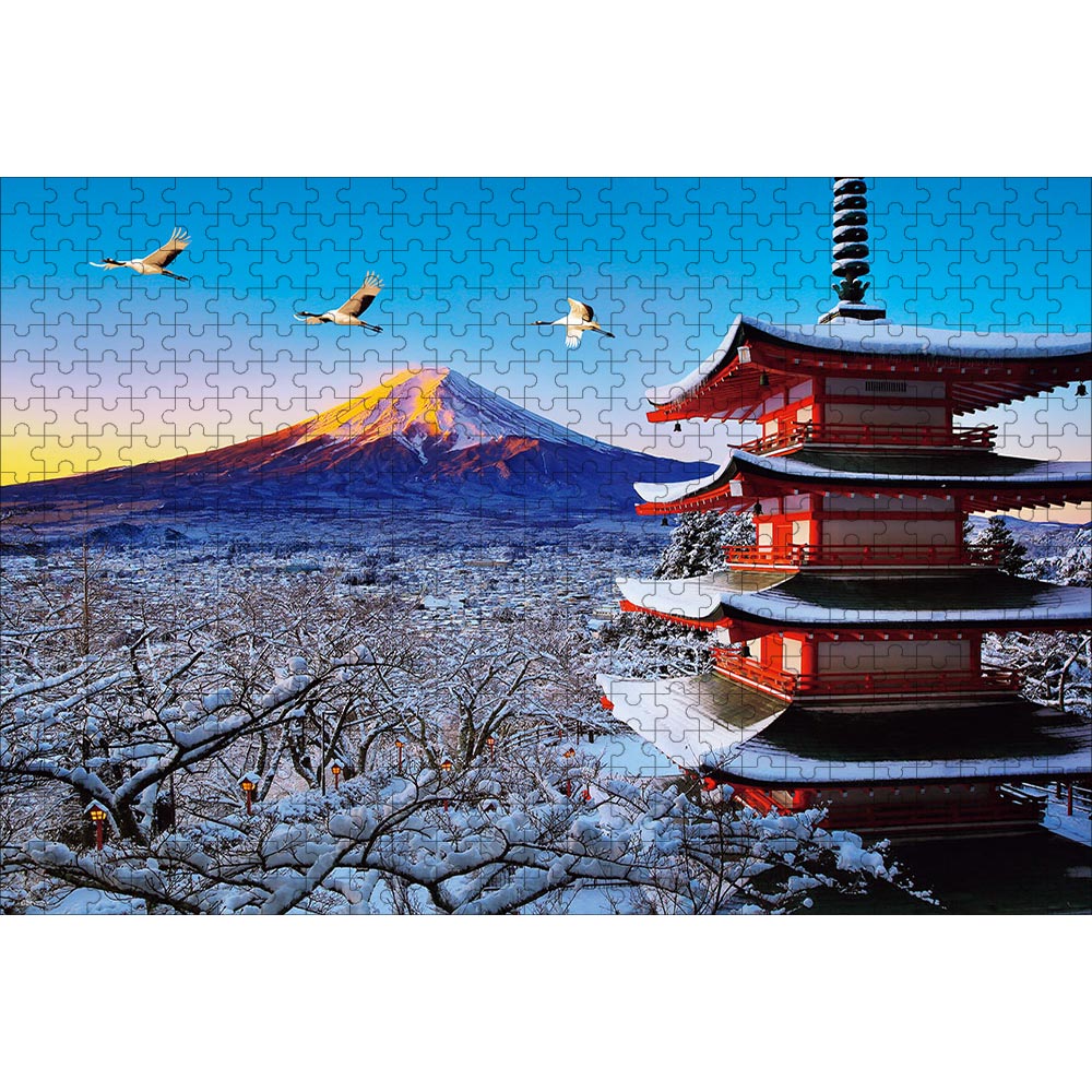 風景パズル 富士と鶴舞う浅間神社 500ピース 38×52cm